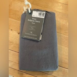 100% Pure Belgian Linen Euro SHAM by The Threadery in dark gray. 26”x26”.